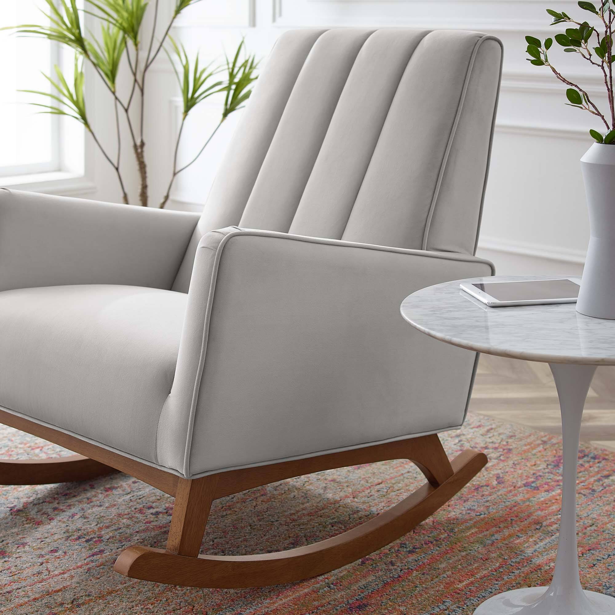 Left. Modway - Sway Performance Velvet Rocking Chair by Modway - Light Gray.