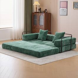 GOODSILO - Convertible Floor Sofa Bed - Futon Couch Lounge Sleeper with Pillow Back Support & Armrests - Dark Green