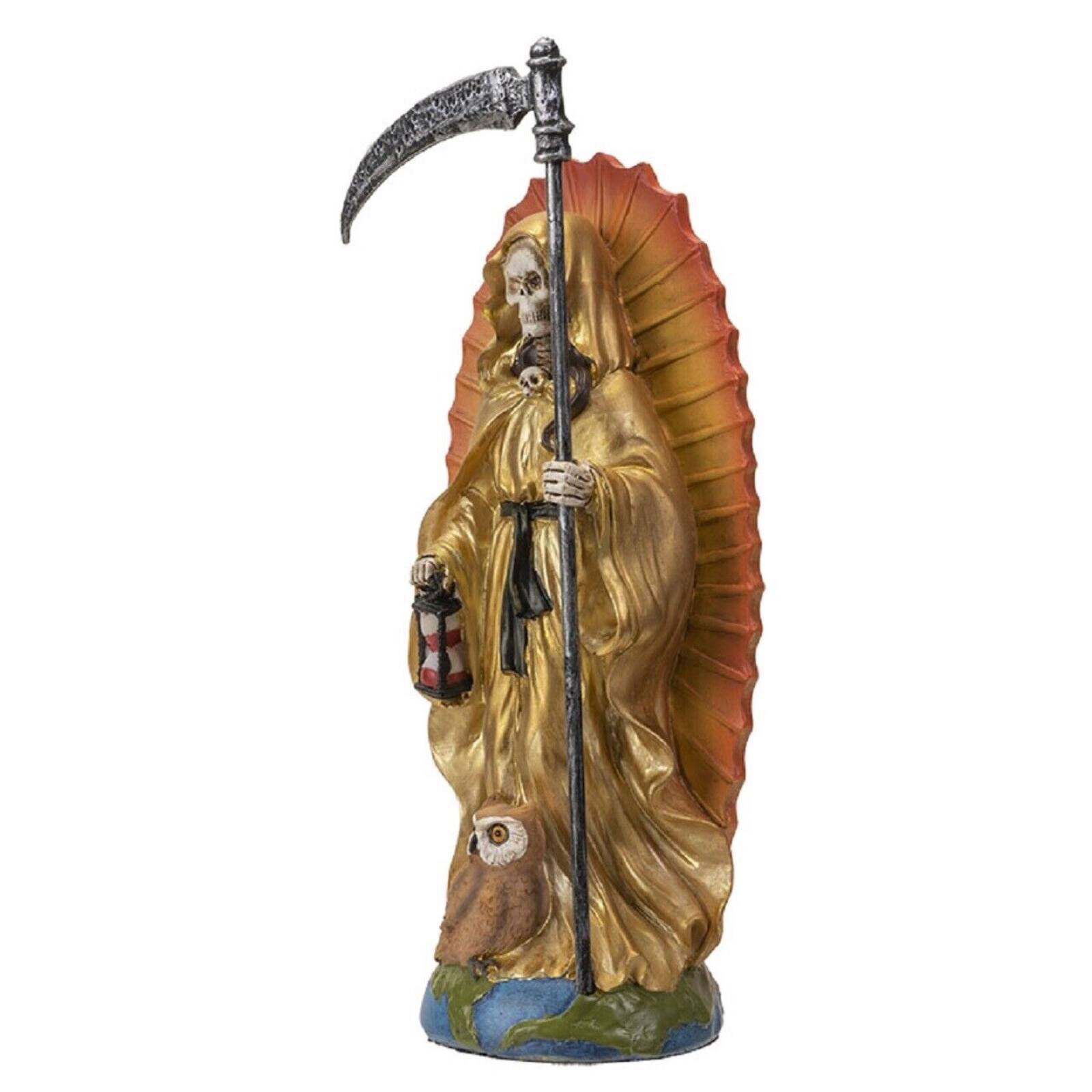 Back. Pacific Trading - Santa Muerte Gold Gown Figurine Death 7 Inch.
