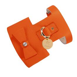 PoisePup - Luxe Adjustable Leather Harness Vest, Soft with Bow and Crystal for Dogs - Orange