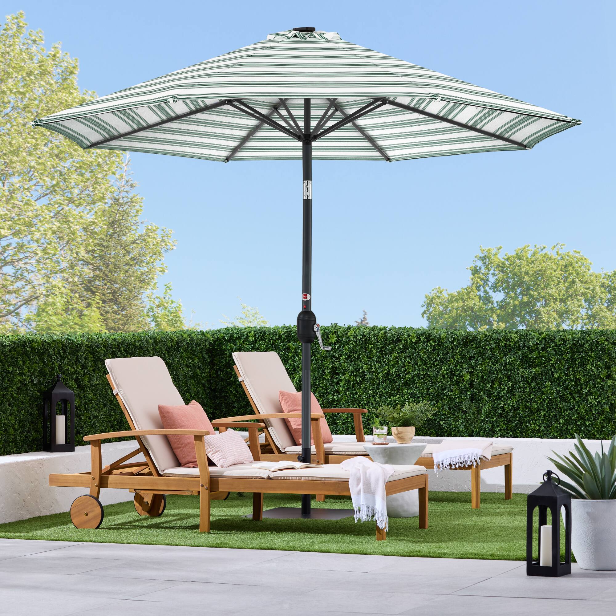Alt View 2. Best Choice Products - Best Choice Products 10ft Solar LED Lighted Patio Umbrella w/ Tilt Adjustment, UV-Resistant Fabric - Striped Green - Striped Green.