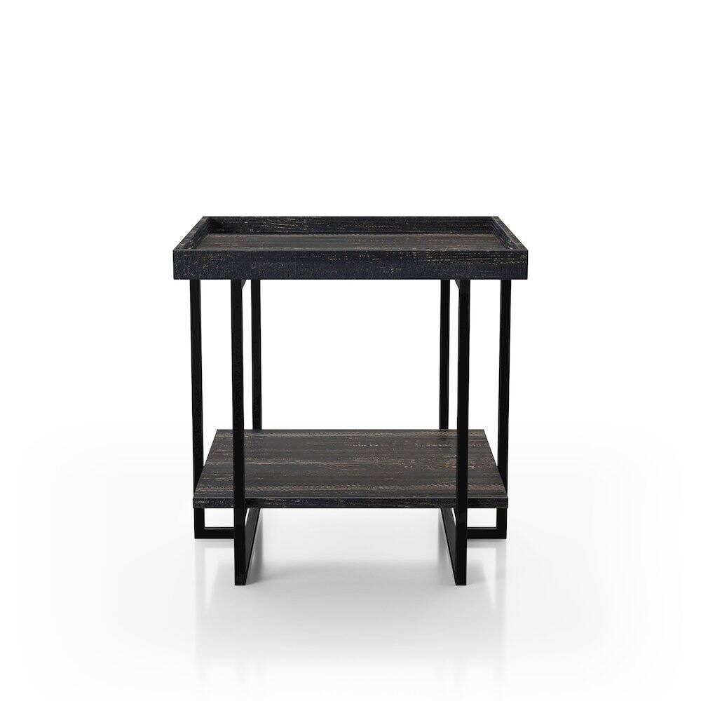 Angle. Furniture of America - Prakers Industrial Wood 1-Shelf End Table in Black - Black.