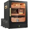 KingChii - 20L Cigar Humidor Cabinet, 100-Cigar Spanish Cedar Storage Box with 3 Humidifiers & 3-Color LED - Black