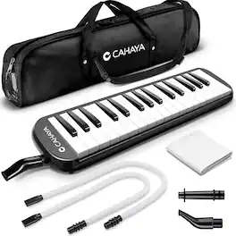 CAHAYA - Melodica 32 Keys Double Tubes Mouthpiece Air Piano Keyboard Musical Instrument with Carrying Bag Black, CY0050-1