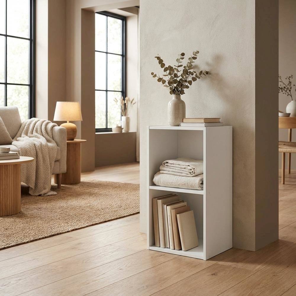 Left. FurniFact - Wooden bookcase with ample storage - White.