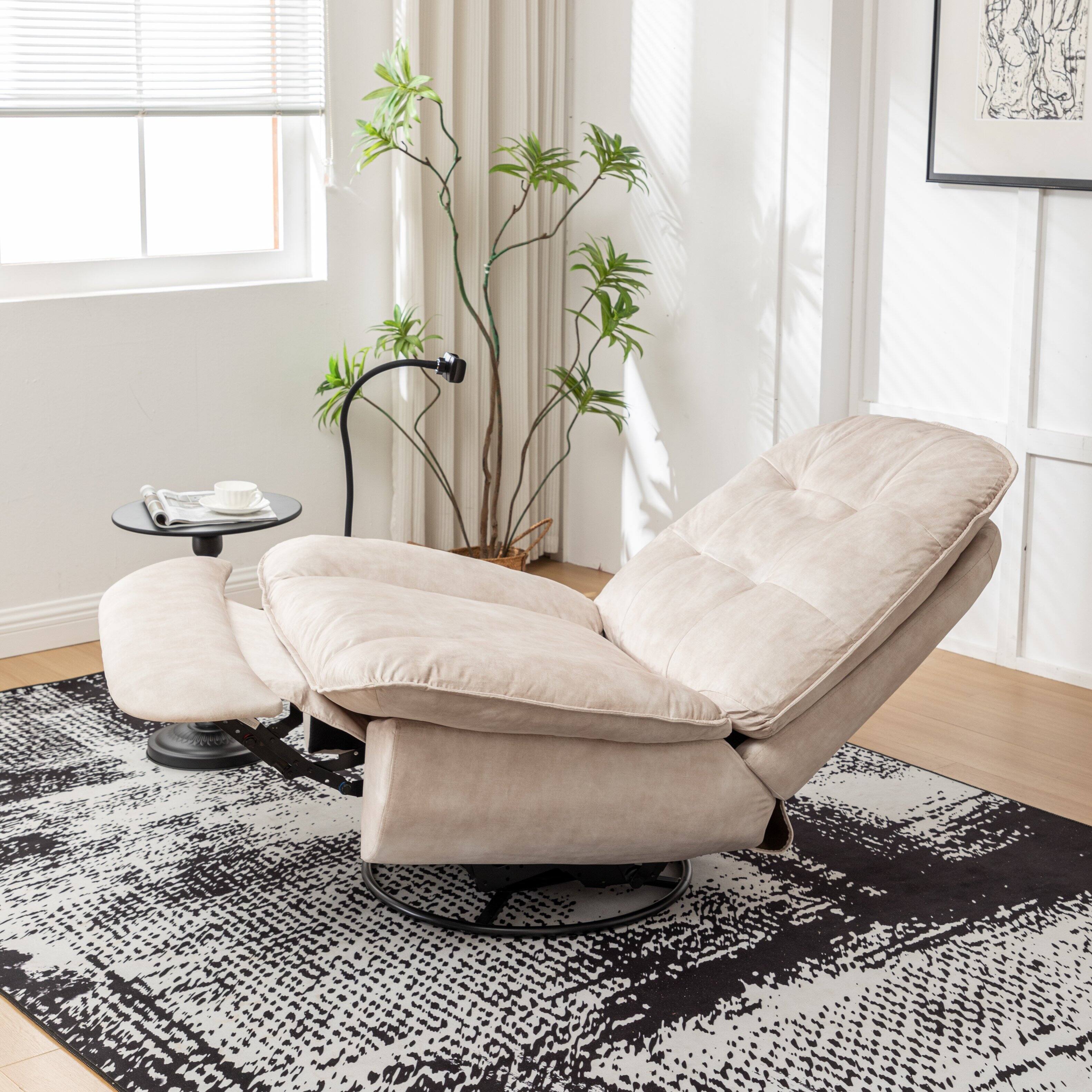 Alt View 6. TinyHomie - Ivory recliner reclining lazy chair mobile phone holder large and comfortable reading chair - brown.