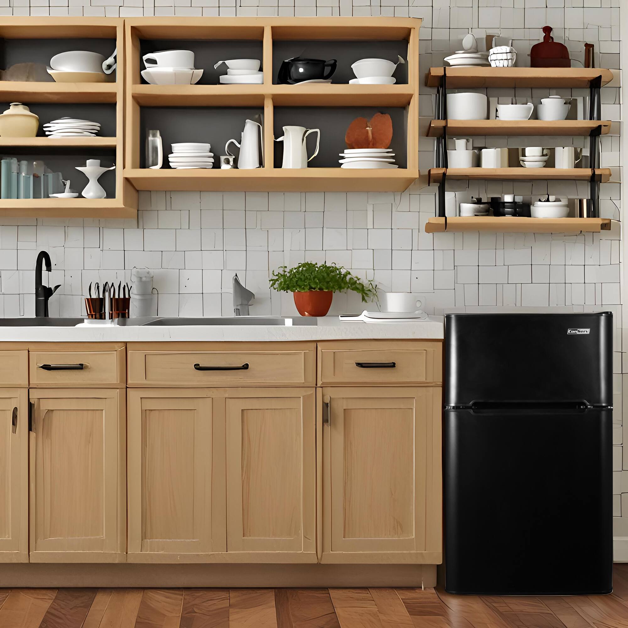 Alt View 9. Conserv - Conserv 19" Mini Refrigerator with Freezer 3 cu. ft. Compact with 2 Reversible Door 110V - Black - Black.