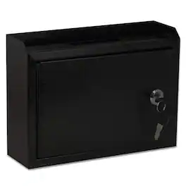 AdirOffice - Safe Steel Wall-Mount Drop Box with Key Lock - Black