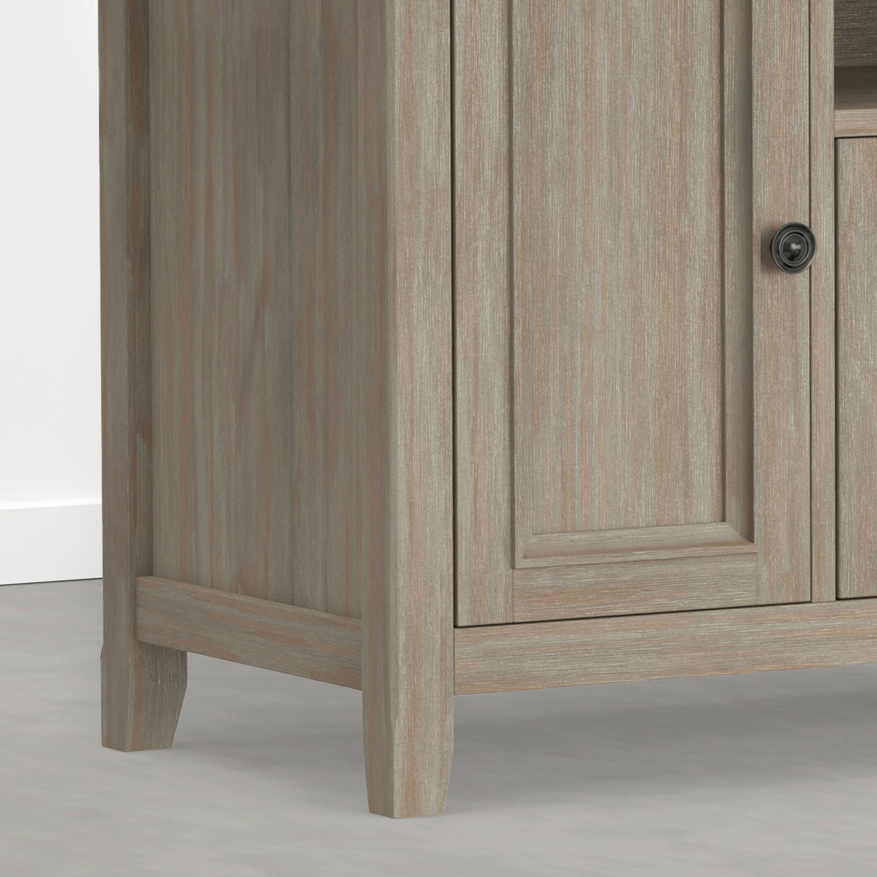 Alt View 5. Simpli Home - Amherst 72 inch Wide Solid Wood TV Stand, Distressed Aqua Grey - Distressed Aqua Grey.