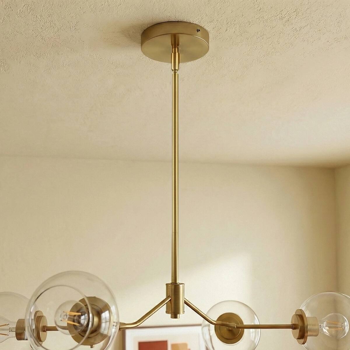 Loheer Modern Farmhouse Chandelier, Four Light Gold Brass and Clear ...
