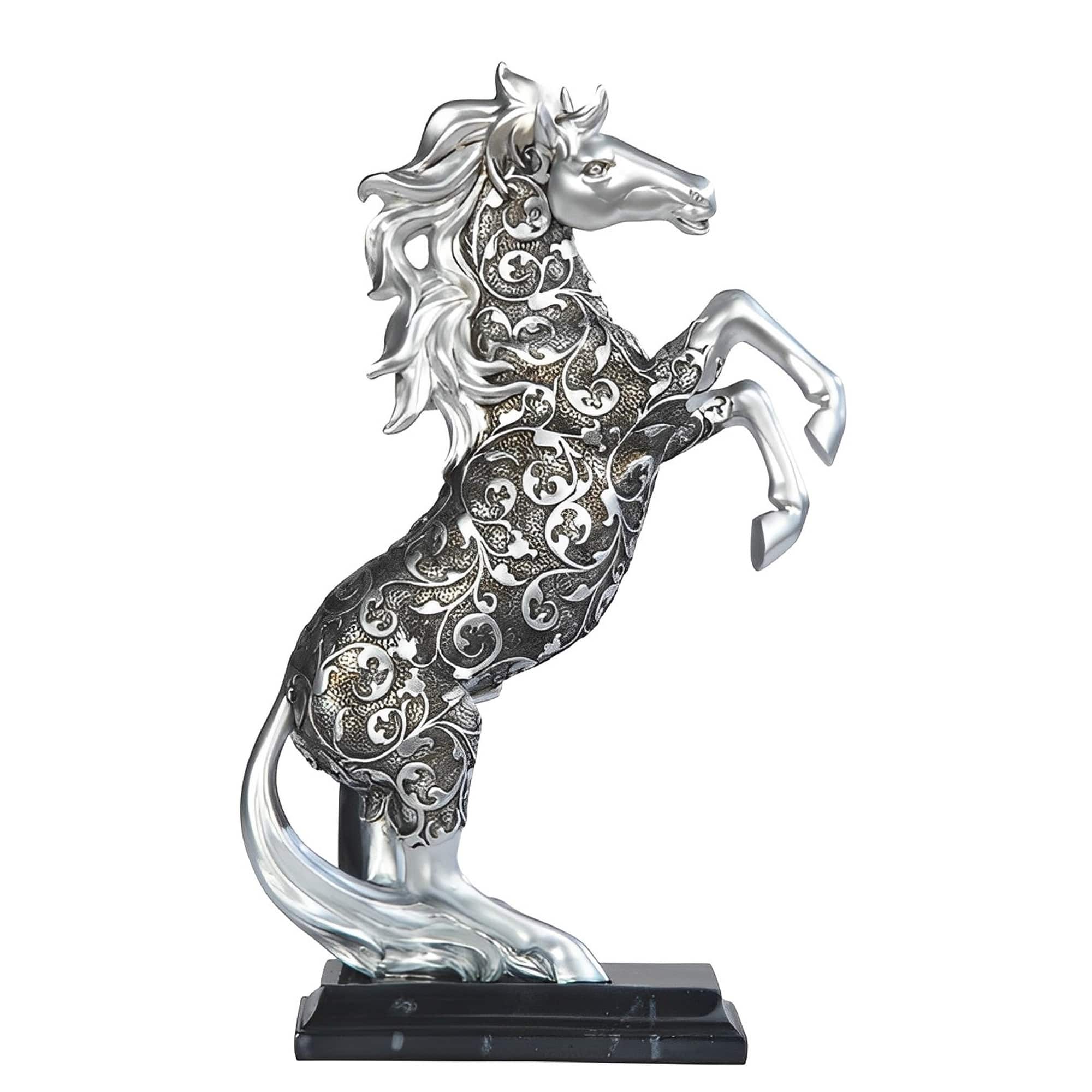 FC Design - 12"Hative Craved Standing Horse Figurine with Base Computer Desk Tabletop Home Decor Gift - Multi-Color