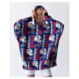 Pegasus - Buffalo Bills Homefield Repeat Logo Wearable Hooded Blanket - Multicolor