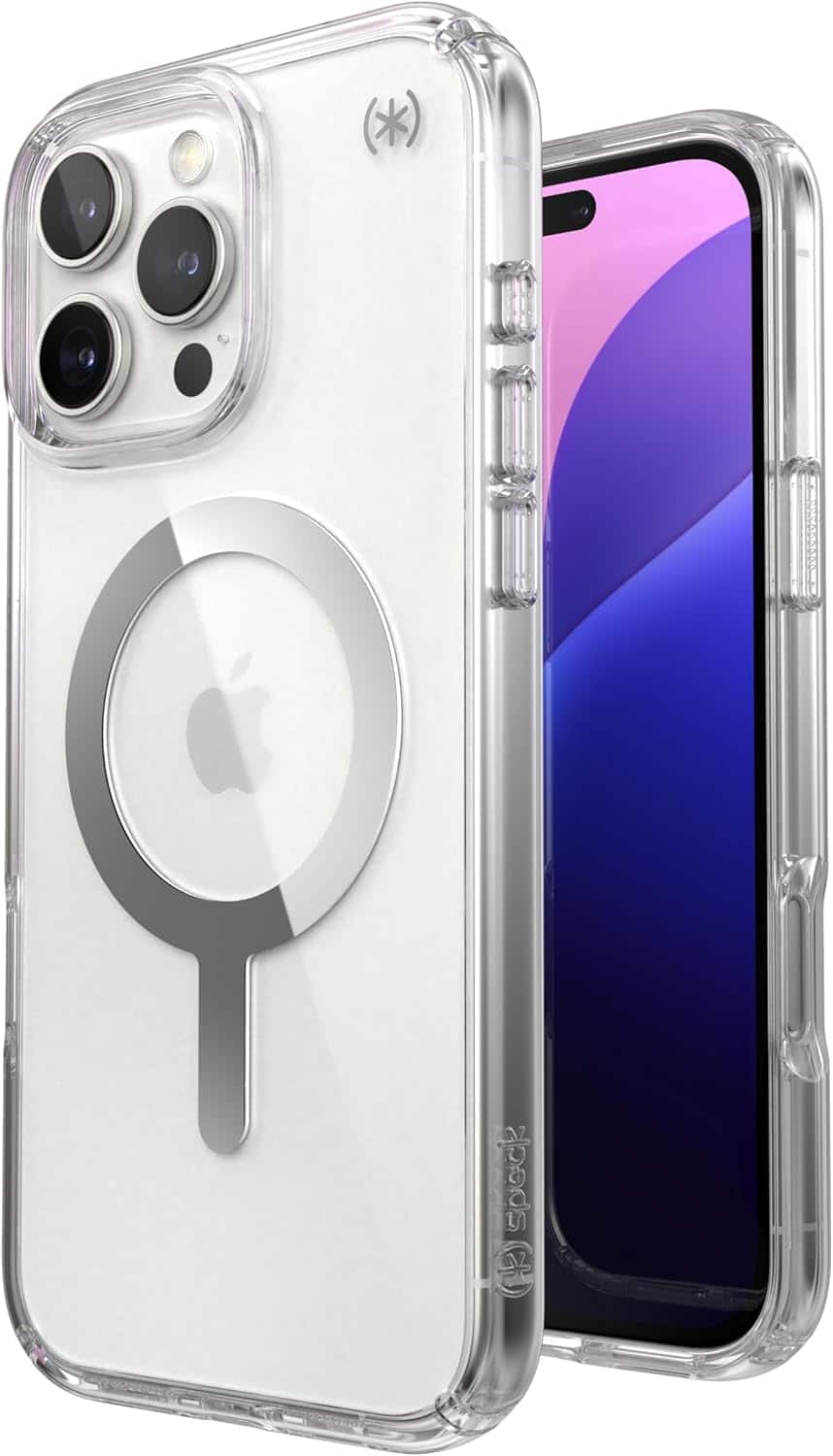 Speck - Presidio Perfect- with Chrome MagSafe Case - iPhone 16 Pro Max - Clear