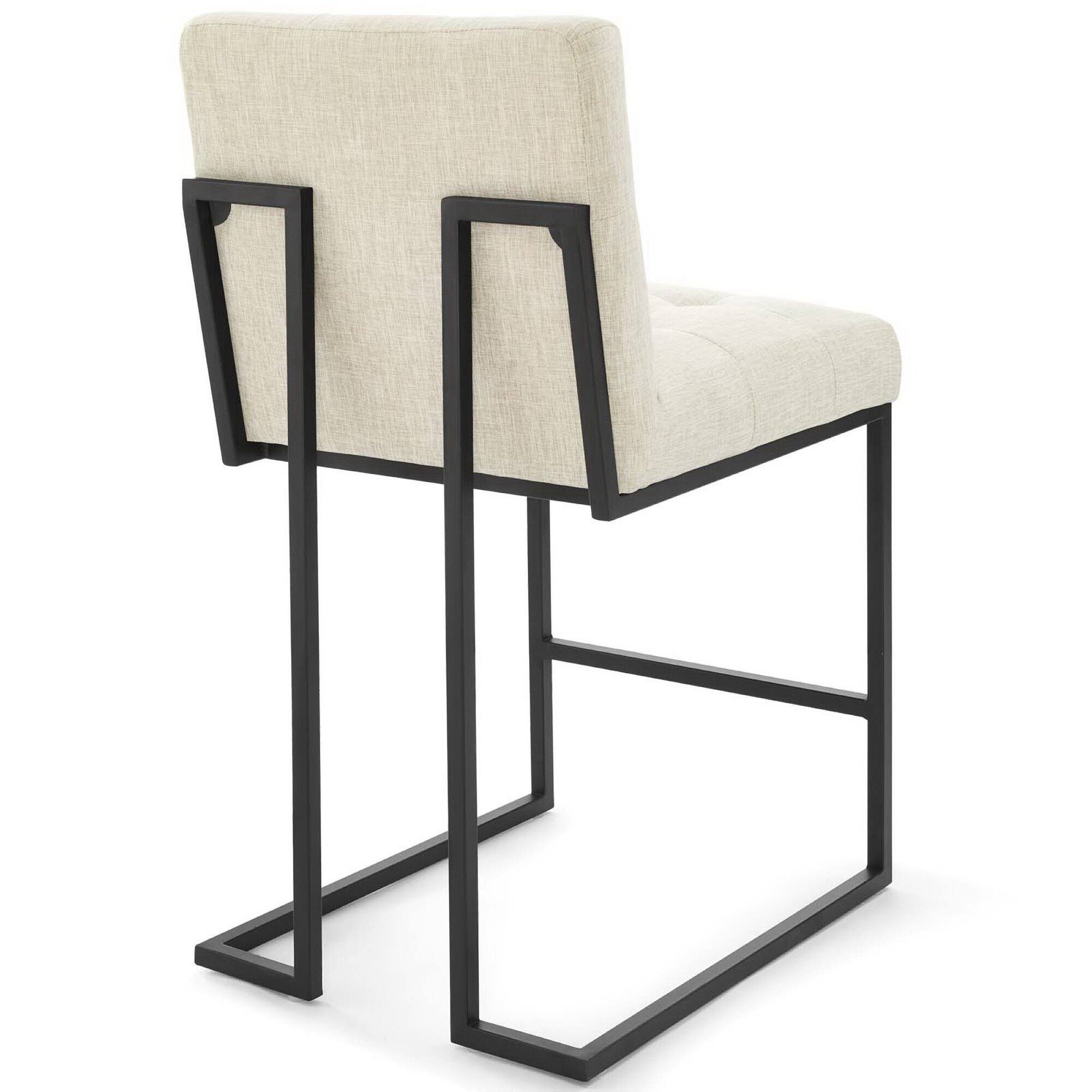 Left. Modway - Privy Black Stainless Steel Upholstered Fabric Counter Stool Set of 2 by Modway - Oatmeal.