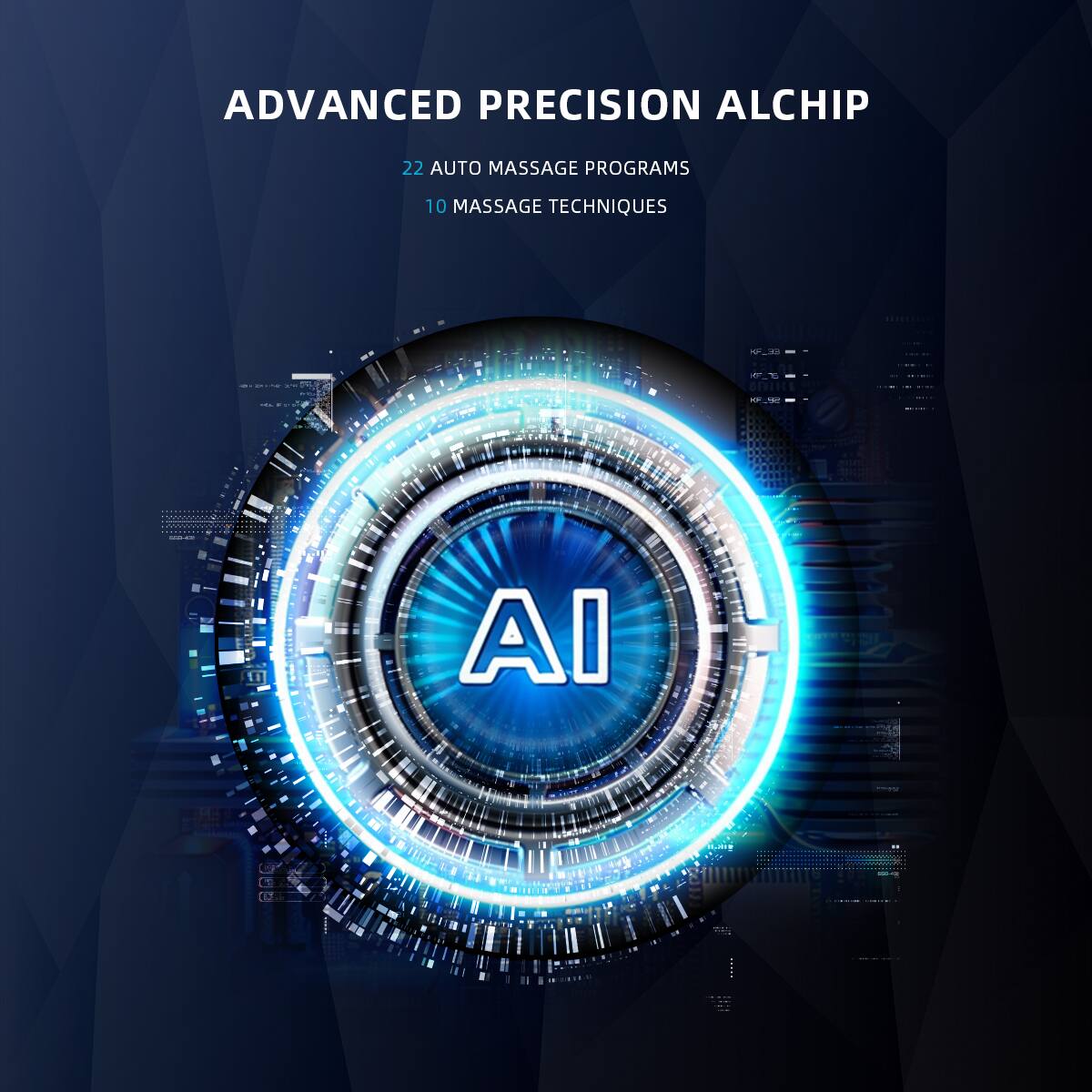 ADVANCED PRECISION ALCHIP  
22 AUTO MASSAGE PROGRAMS  
10 MASSAGE TECHNIQUES
