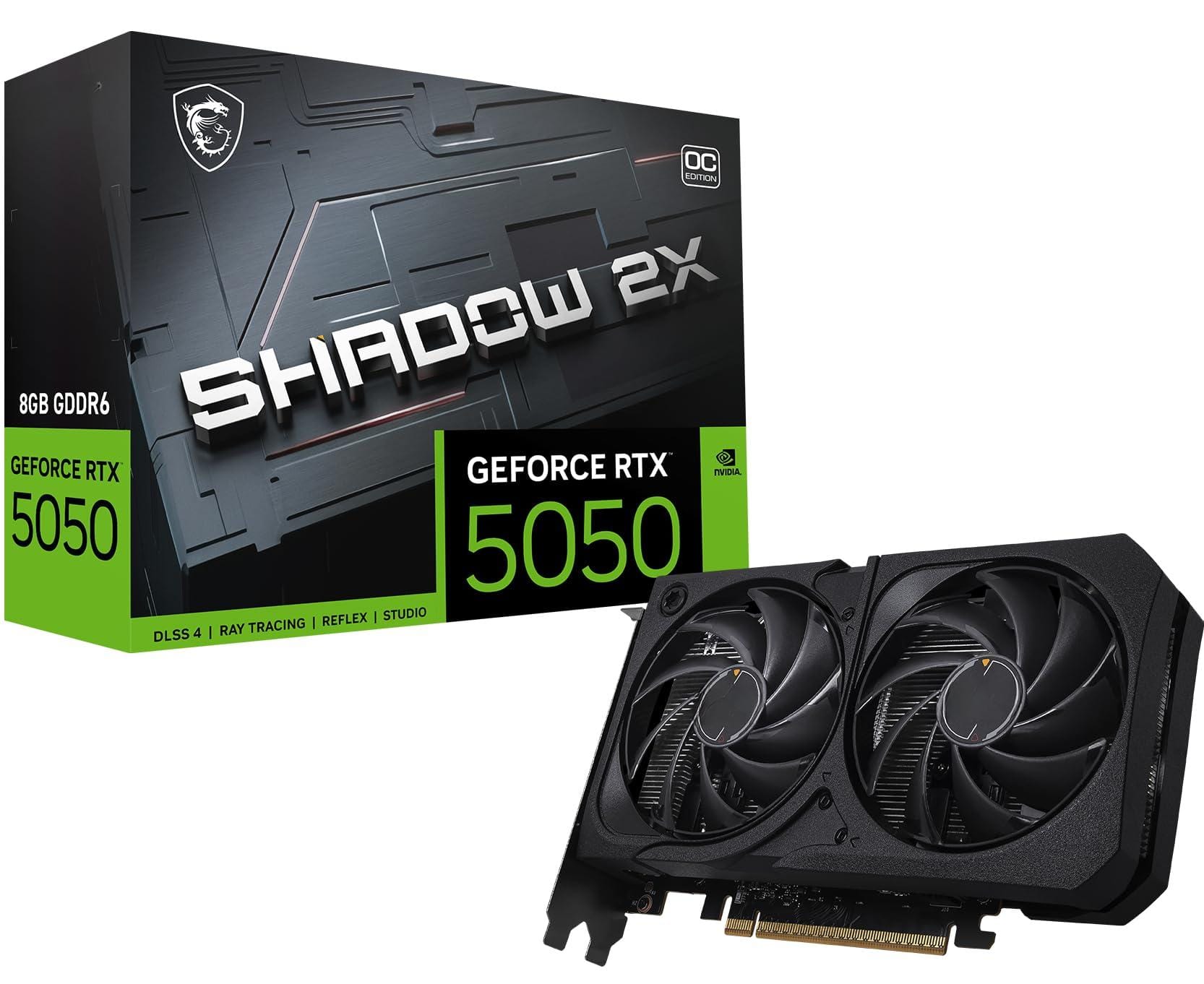 Dazzling Pops - MSI Gaming RTX 5050 8G Shadow OC Graphics Card GDDR6 128 bit Extreme Performance: DisplayPort 2.1a HDMI