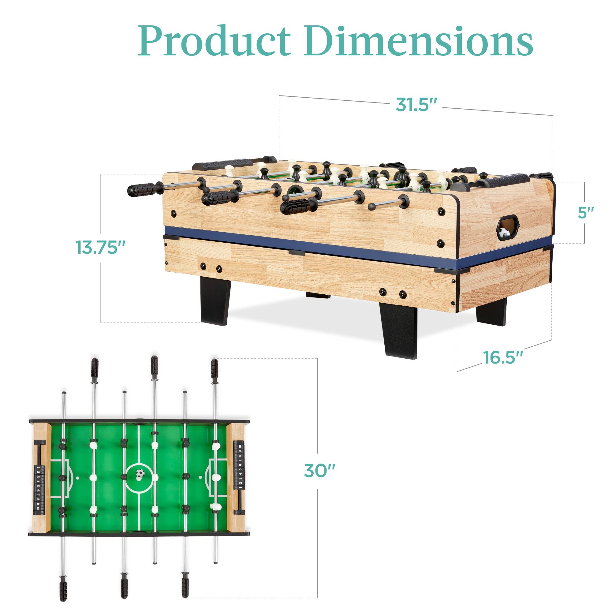 The corrected product dimensions are: 31.5" x 13.75" x 5" x 16.5" x 30".