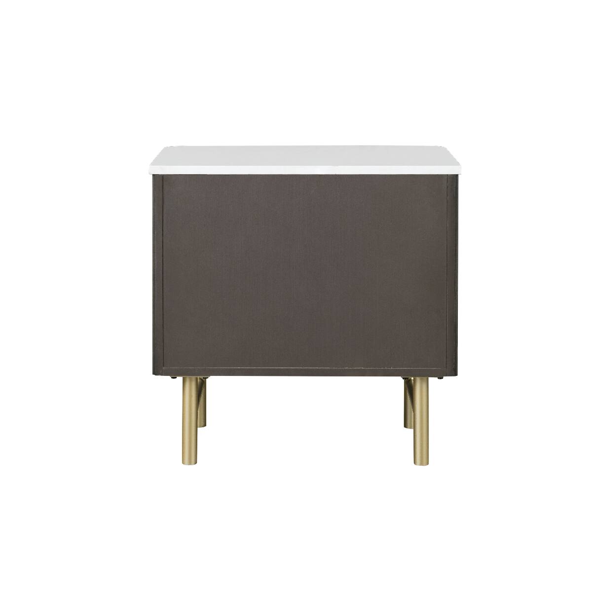 Alt View 2. Loheer - Loheer Espresso Nightstand with White Marble Top and Two Drawers - Espresso and White Marble.