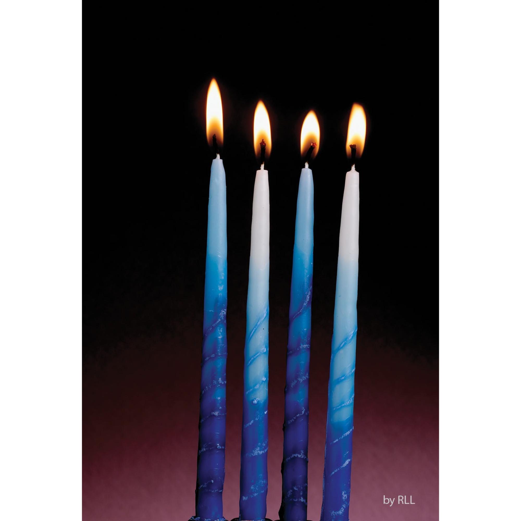 Alt View 3. Rite Lite - Blue and White Hanukkah Premium Hand Dipped Candles 5" - Blue.