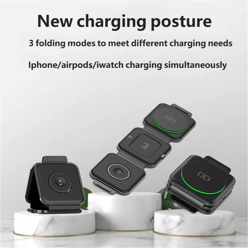 New charging posture

3 folding modes to meet different charging needs

Iphone/airpods/iwatch charging simultaneously