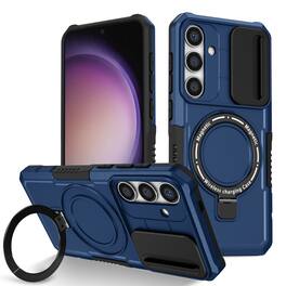UUCOVER - For Samsung Galaxy S26 Shockproof Magnetic Kickstand Case with Slide Lens Cover, Ring Holder Compatible with MagSafe - Royalblue