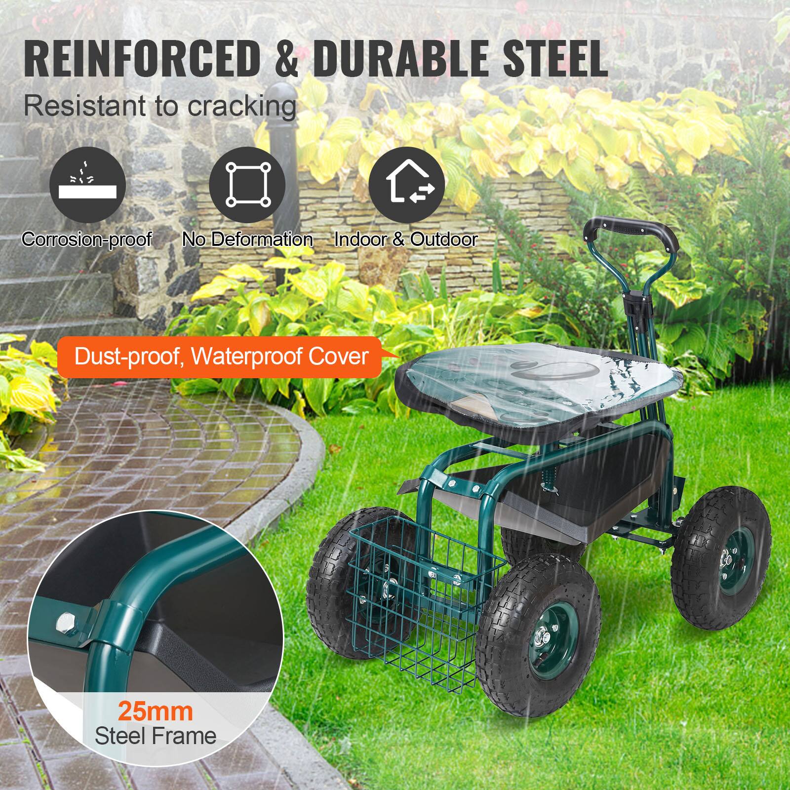 REINFORCED & DURABLE STEEL
Resistant to cracking
Corrosion-proof
No Deformation
Indoor & Outdoor
Dust-proof, Waterproof Cover
25mm Steel Frame