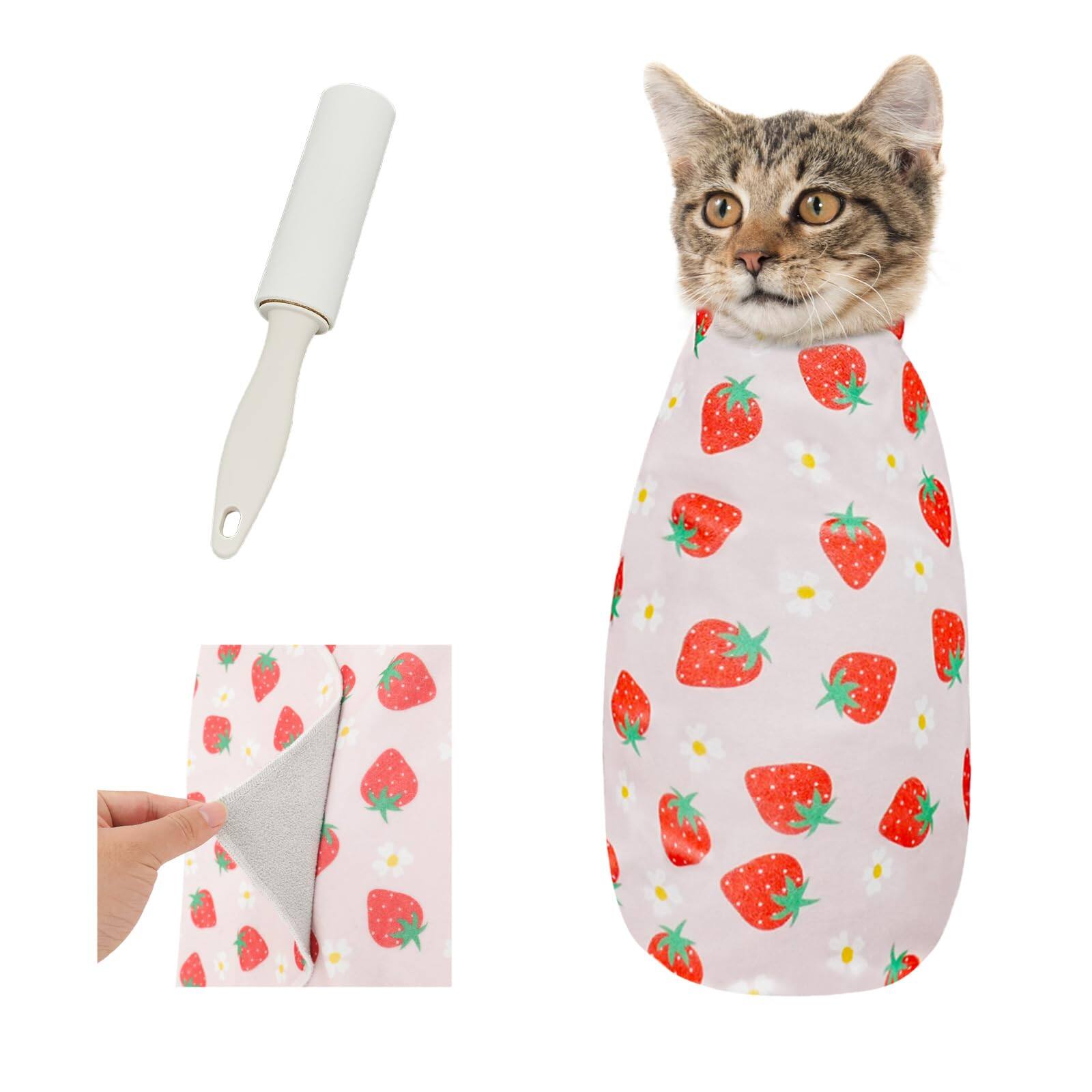 Front. Supet - Supet Cat Wrap for Cutting Nails, 2025 Self-Adherent Cat Grooming Wrap, Anti-Escape Calming - Pink.