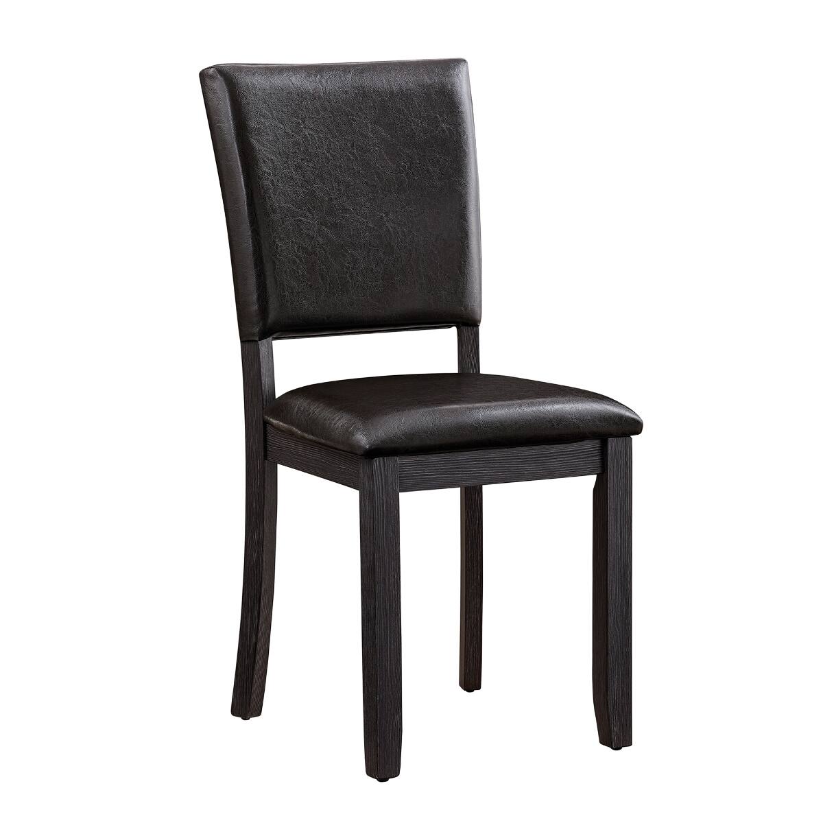 Alt View 9. Loheer - Loheer 5-Piece Round Dining Table Set for 4, 47.3-Inch Modern Kitchen Set with PU Leather Chairs - Antique black table with dark brown PU chairs.