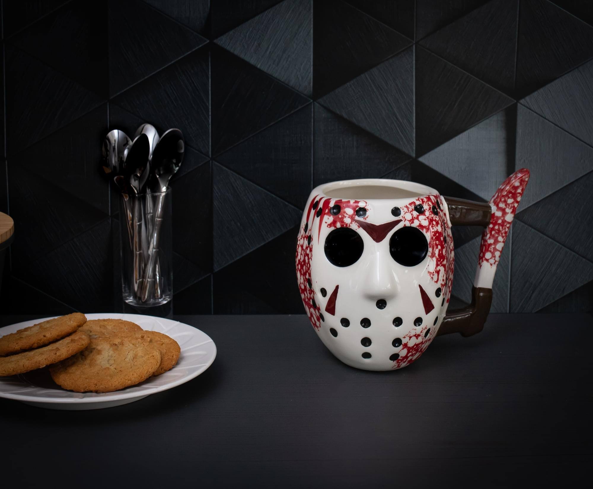 Alt View 2. Silver Buffalo - Friday the 13th Jason's Mask 3D Sculpted Ceramic Mug | Holds 20 Ounces - White.