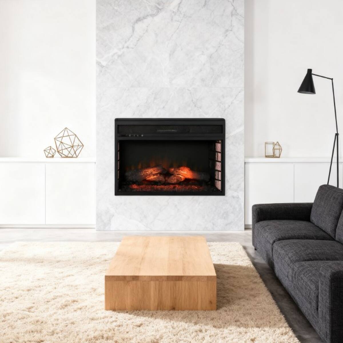 Alt View 6. Loheer - Loheer Retro Recessed Fireplace Heater Electric Fireplace Insert - Black.
