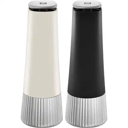 Front. ZWILLING - ZWILLING Spices Upside-Down Manual 2-pc Spice Mill Set, Black & Ivory - Black.