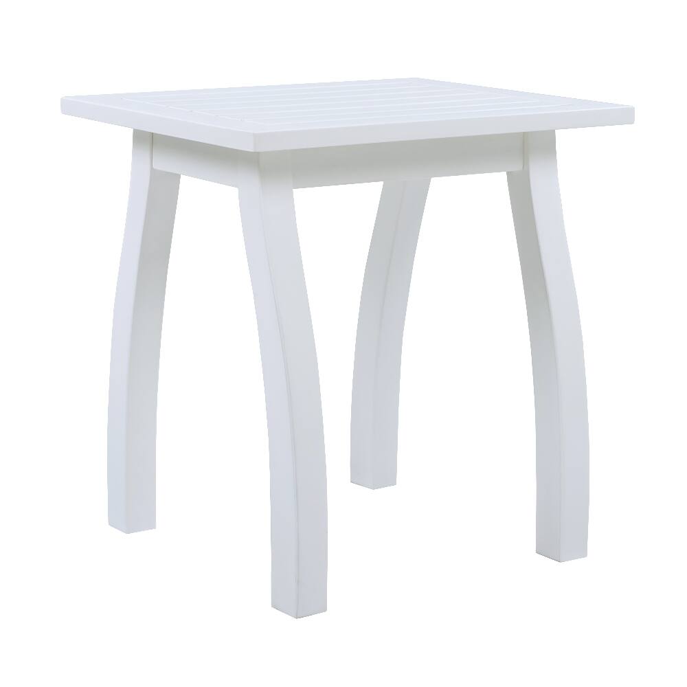 Alt View 2. Loheer - Loheer Acacia Wood End Table White Side Table Weather Resistant Rectangular Garden Table Outdoor Accent Table - White.