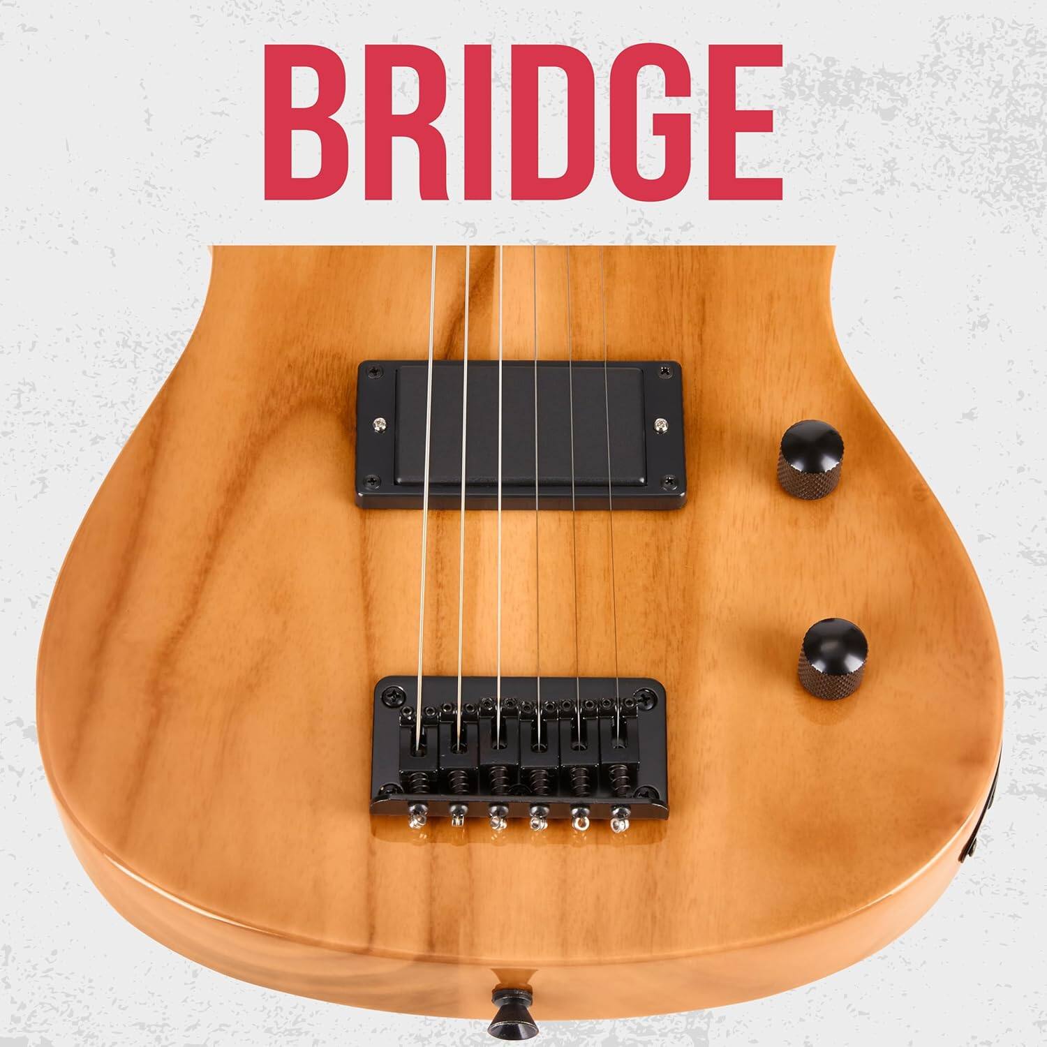 Alt View 3. Lyxpro - CS 30” Beginner Electric Guitar Kit with Guitar, Amp Cable, 6 Picks & More - Natural.