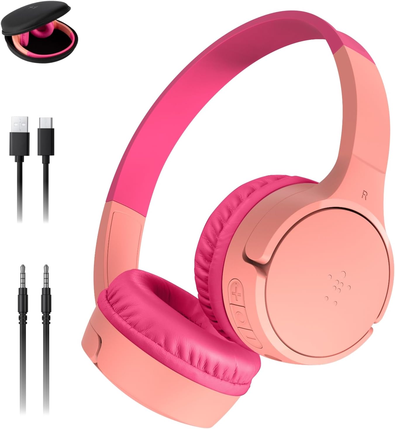 Front. ACJPR - SoundForm Mini Kids Bluetooth Headphones – 30H Battery, Safe Volume, Pink.