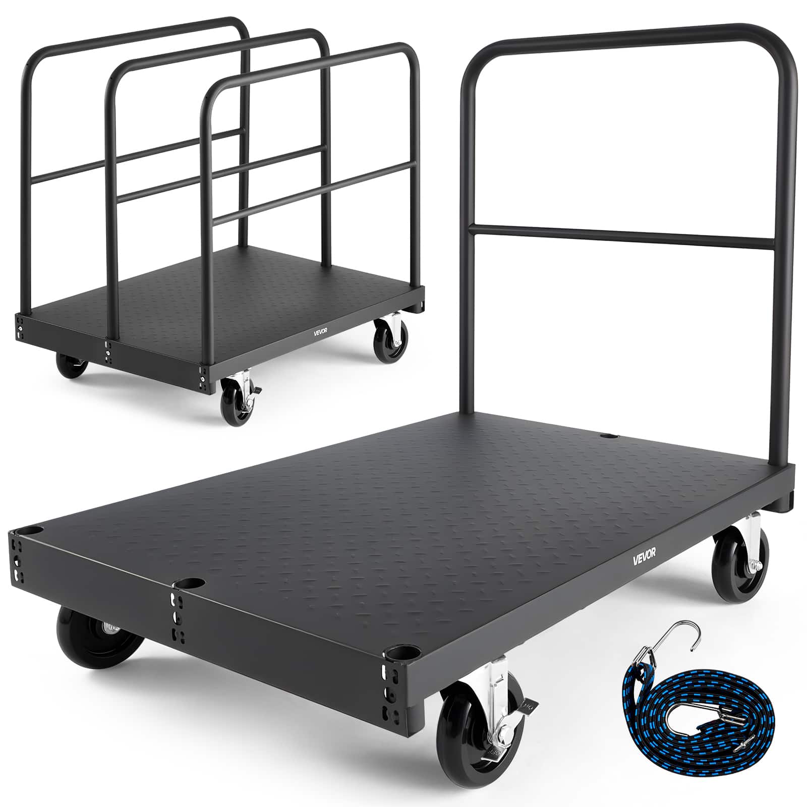 VEVOR - Drywall Cart Dolly, 1800 lbs Load Capacity, 2-in-1 Steel Panel Truck Cart with 5 inch Swivel Casters - Black price history on PriceWatchPro
