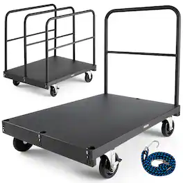 VEVOR - Drywall Cart Dolly, 1800 lbs Load Capacity, 2-in-1 Steel Panel Truck Cart with 5 inch Swivel Casters - Black