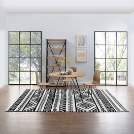Modway - Haku Geometric Moroccan Tribal Area Rug - Black and White