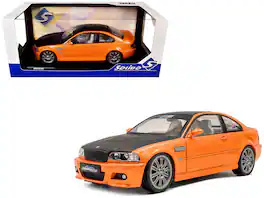 2000 BMW E46 M3 "Solido Works" Orange Metallic with Matt Black Hood and Carbon Top 1/18 Diecast Model Car by Solido