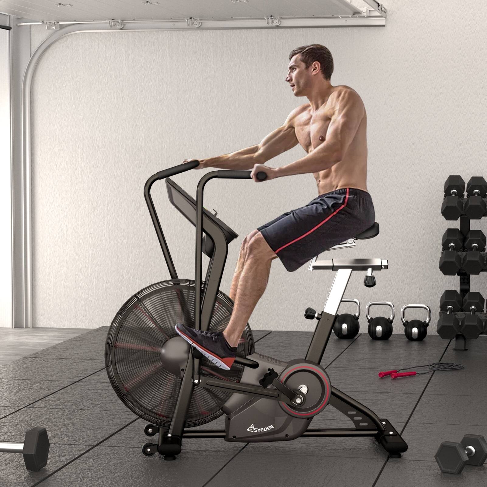 Alt View 4. Syedee - Syedee Exercise Bike,Unlimited Air Resistance System and Multi-Function Digital Monitor with Adjustable Seat - Black.