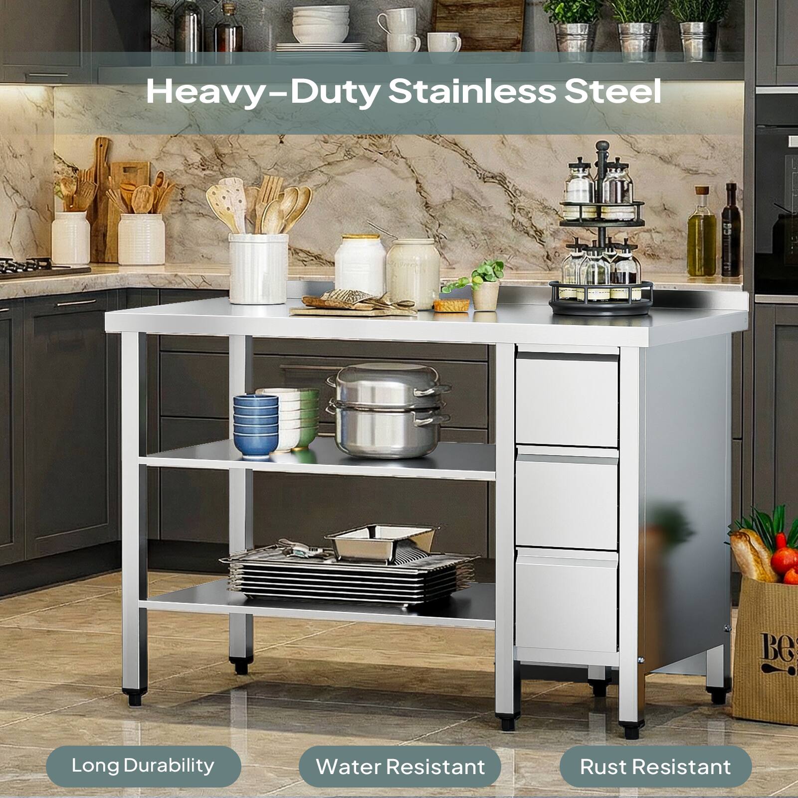 Heavy-Duty Stainless Steel

- Long Durability
- Water Resistant
- Rust Resistant