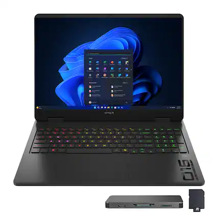 Front. HP OMEN - HP OMEN 16 16" 165Hz 2K Gaming Laptop,Ultra 7 255H,64GB DDR5,2TB SSD+1TB Dock Set,RTX 5070,Backlit,Win 11,Black - Black.