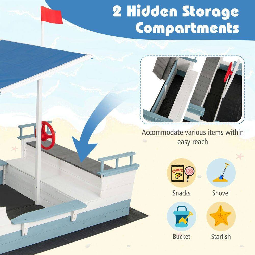 2 Hidden Storage Compartments  
Accommodate various items within easy reach  
- CHIPS  
- Snacks  
- Shovel  
- Bucket  
- Starfish