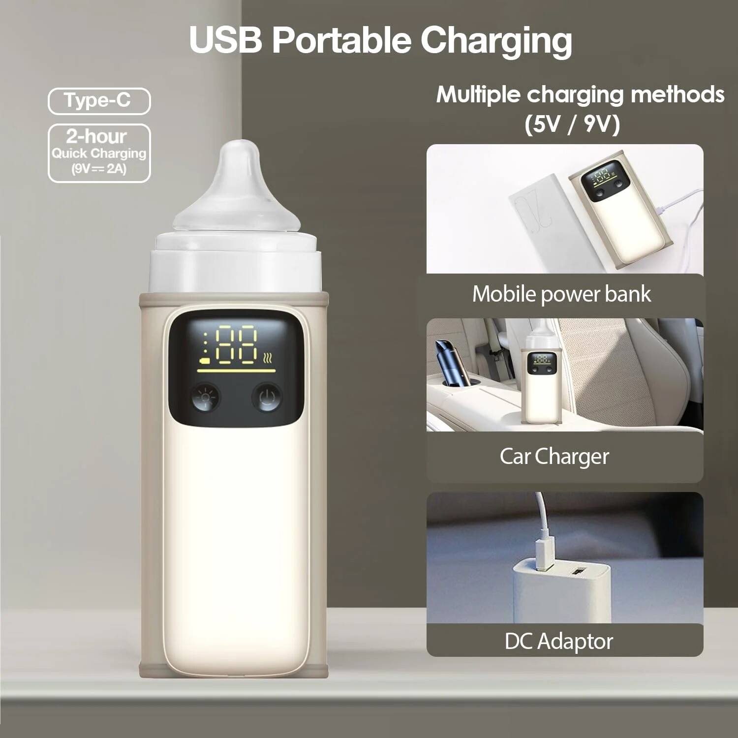 USB Portable Charging

Type-C  
2-hour Quick Charging (9V=2A)

Multiple charging methods (5V / 9V)

Mobile power bank

Car Charger

DC Adaptor