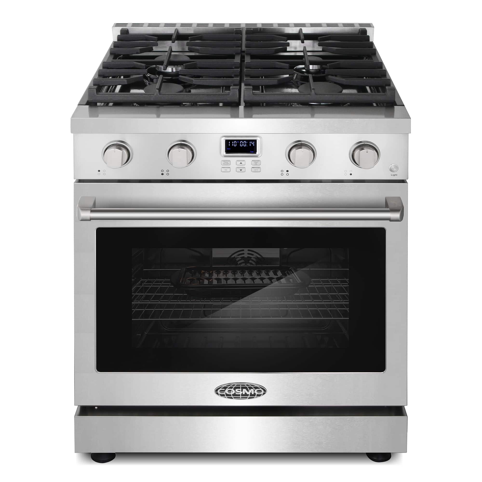 COSMO - COS-GRC304KB 30 in. Lumin Collection 4.8 cu. ft. Gas Range with 4 Sealed Burners and Convection Oven - Stainless Steel