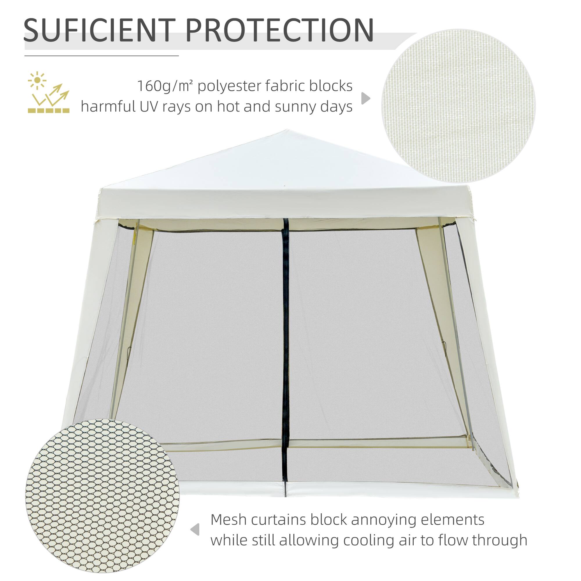 SUFICIENT PROTECTION

160g/m² polyester fabric blocks harmful UV rays on hot and sunny days

Mesh curtains block annoying elements while still allowing cooling air to flow through