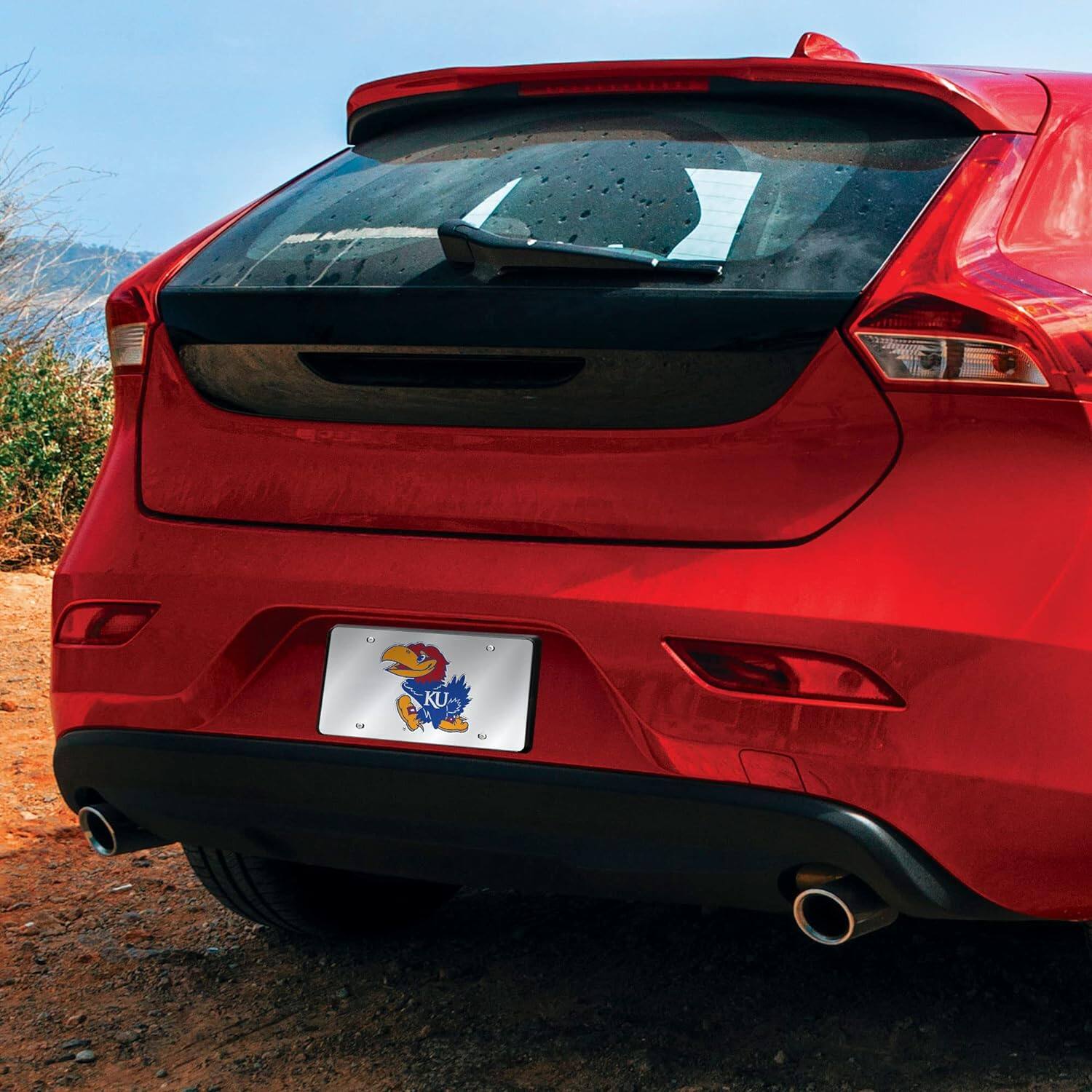 Alt View 2. Rico Industries - Kansas Jayhawks Mirrored Laser Cut License Plate Laser Tag - Multi.