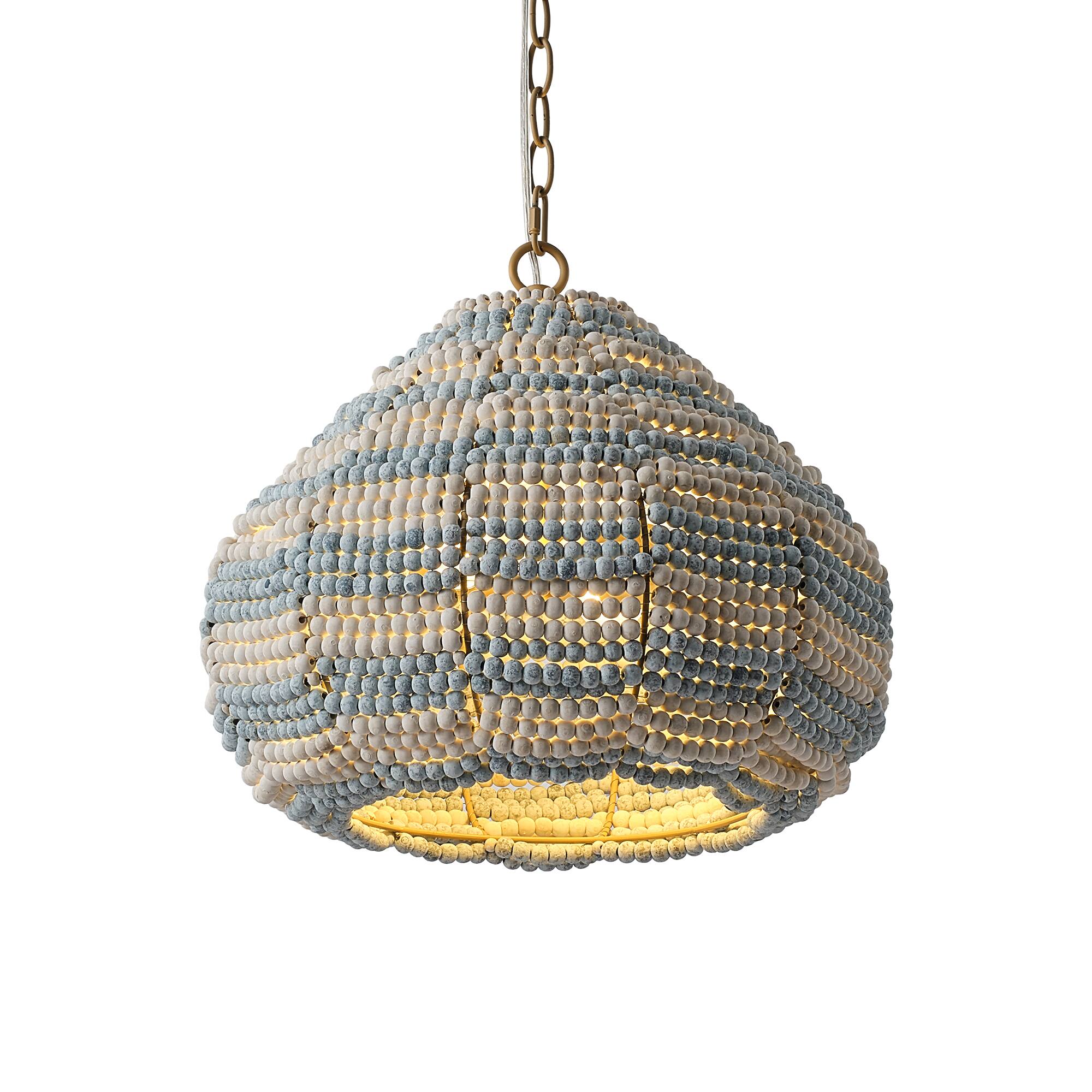 Alt View 1. Parrot Uncle - 15.7" Boho Wood Beaded 2-Light Adjustable Pendant Light for Dining Room and Kitchen Island - White,Blue.