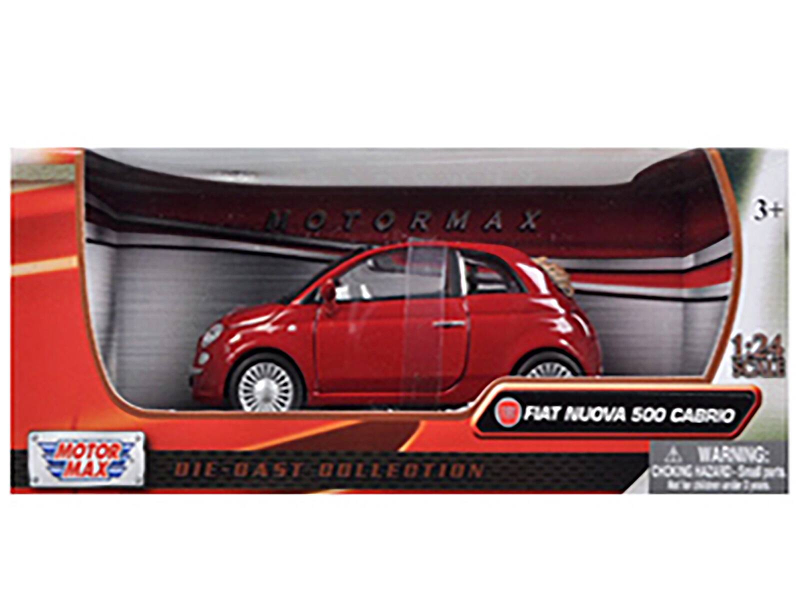 MOTORMAX 3+ 1:24 SCN FIAT NUOVA 500 CABRIO MOTOR MAX DIE-CAST DIE COLLECTION WARNING: CHOKING HAZARD - Small parts. Not for children under 3 years.