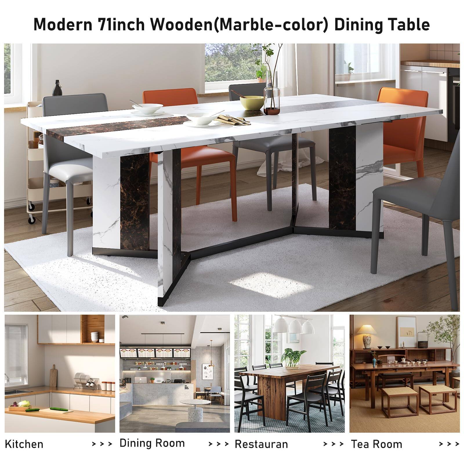 Modern 71inch Wooden (Marble-color) Dining Table

Kitchen > Dining Room > Restaurant > Tea Room