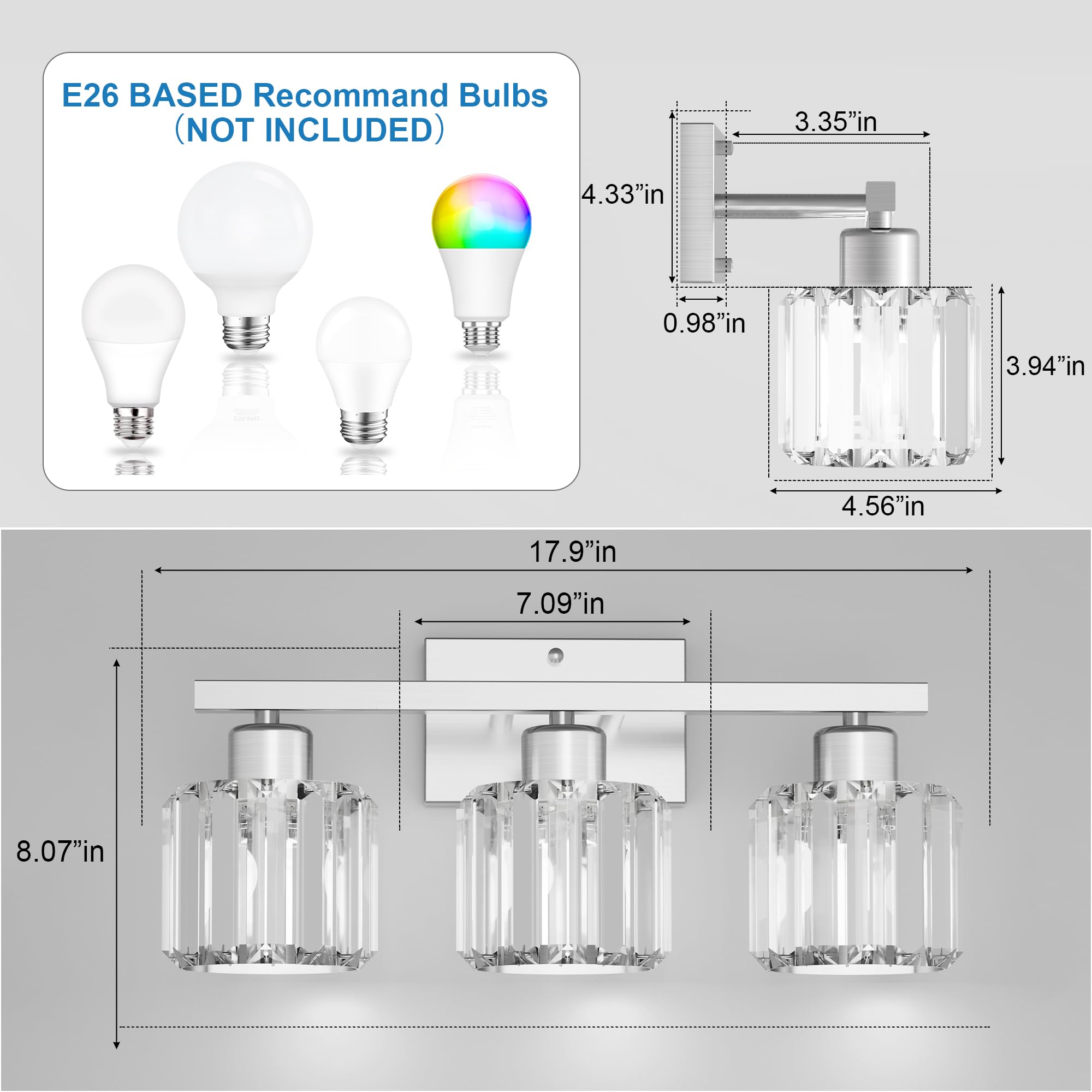 E26 BASED Recommend Bulbs (NOT INCLUDED)

3.35" in  
4.33" in  
0.98" in  
3.94" in  
17.9" in  
4.56" in  
7.09" in  
8.07" in
